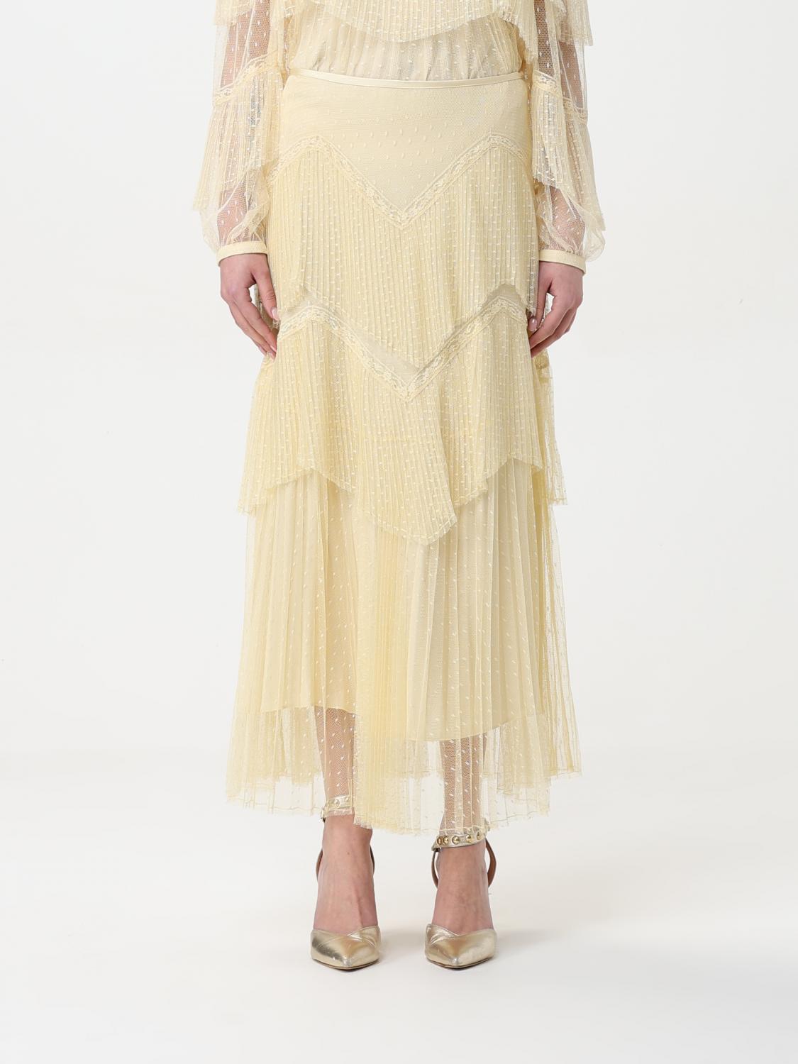 Twinset Pleated Tulle Maxi Skirt In Butter