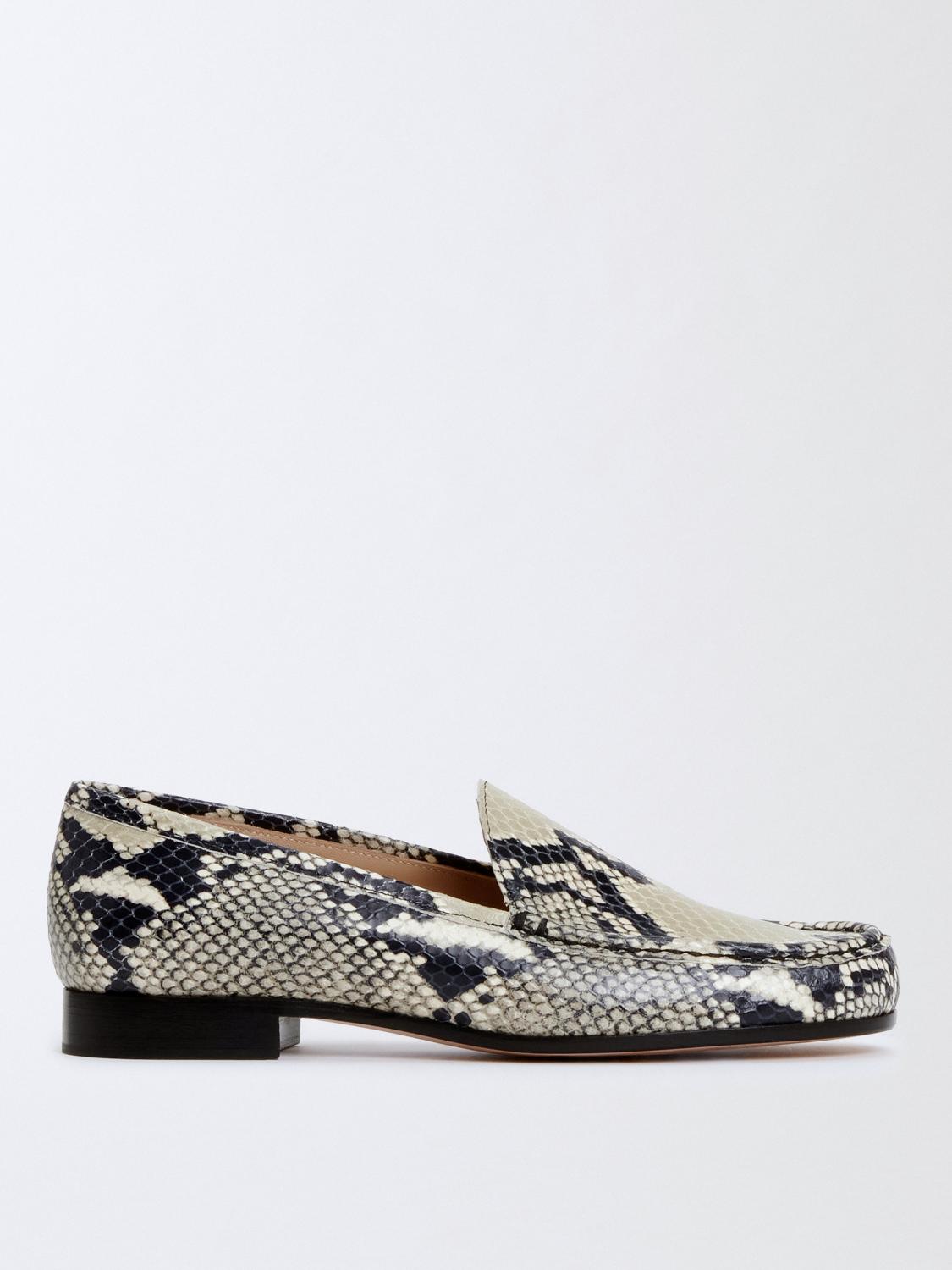 Fabiana Filippi Python Effect Loafers In Mastic