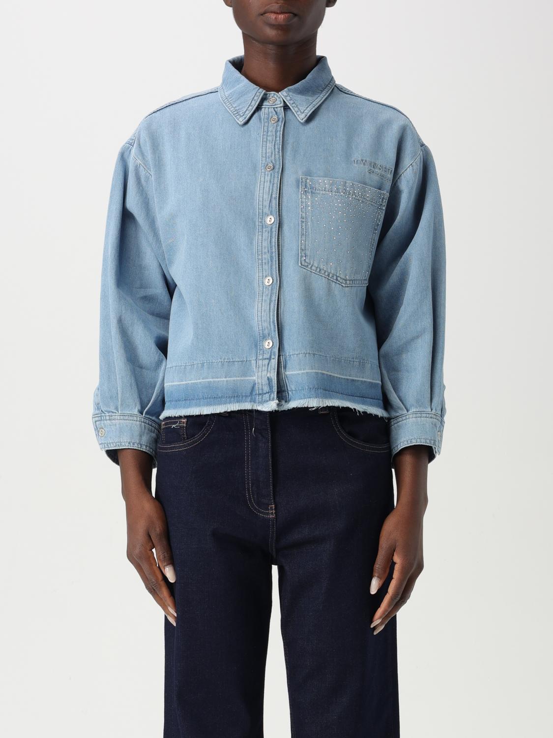 Shop Twinset Actitude Shirt Woman Color Denim