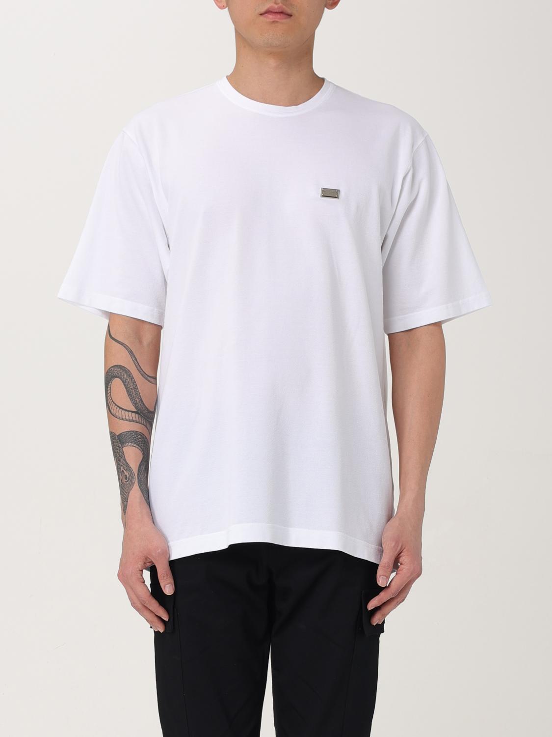 Dolce & Gabbana Crew Neck T-shirt In White With Logo In White