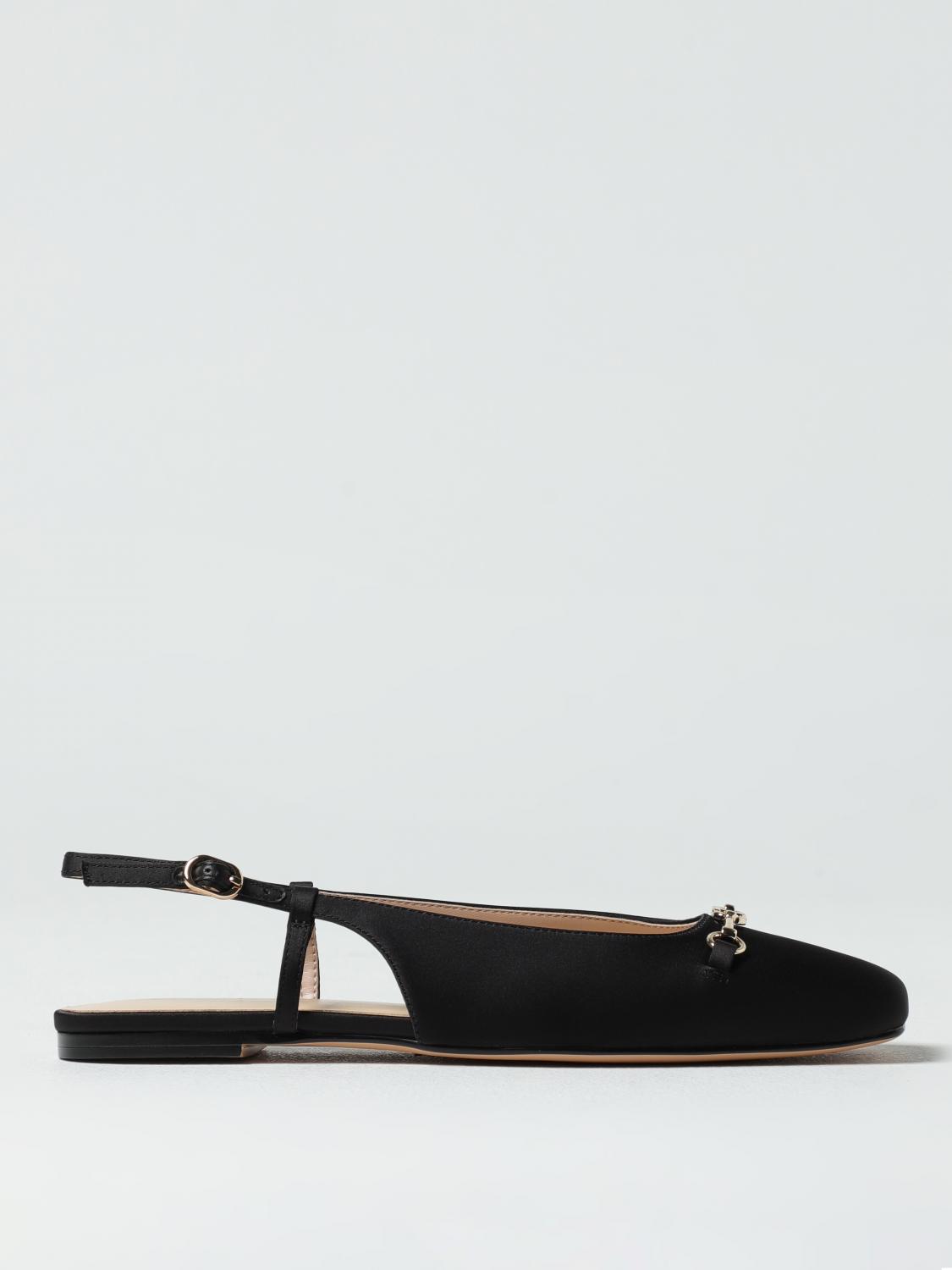 Twinset Black Ballet Shoes With Square Toe And Logo Plaque On The Front In Tech Fabric Woman In Black