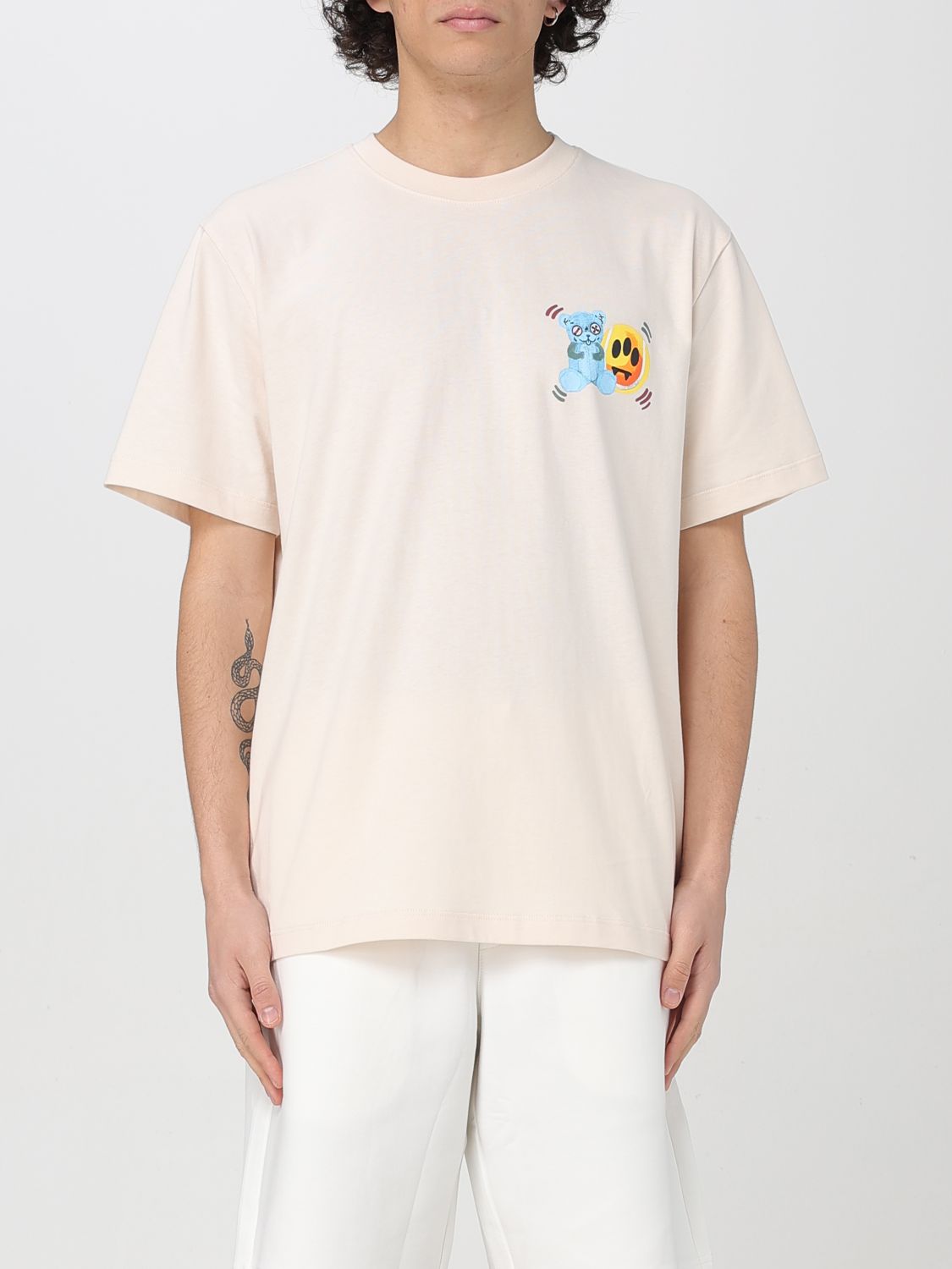 Barrow Crew Neck Graphic Print T-shirt In Cream