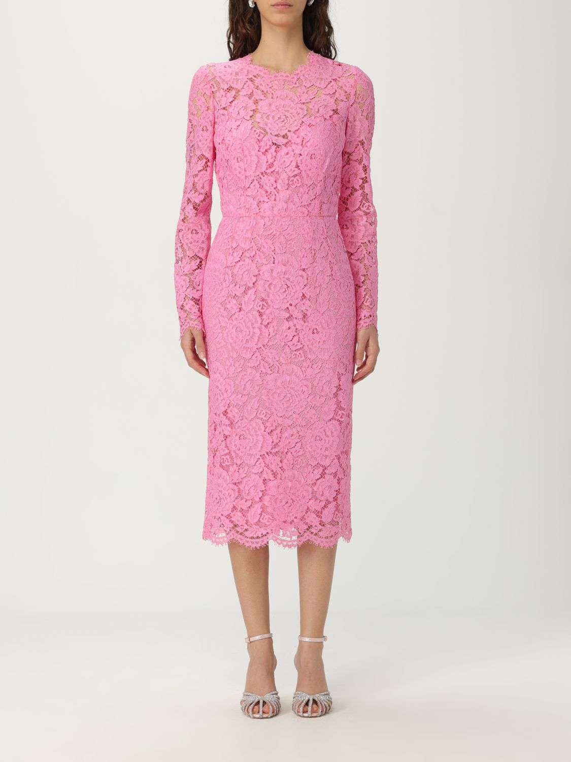 Dolce & Gabbana Light Pink Lace Sheath Dress