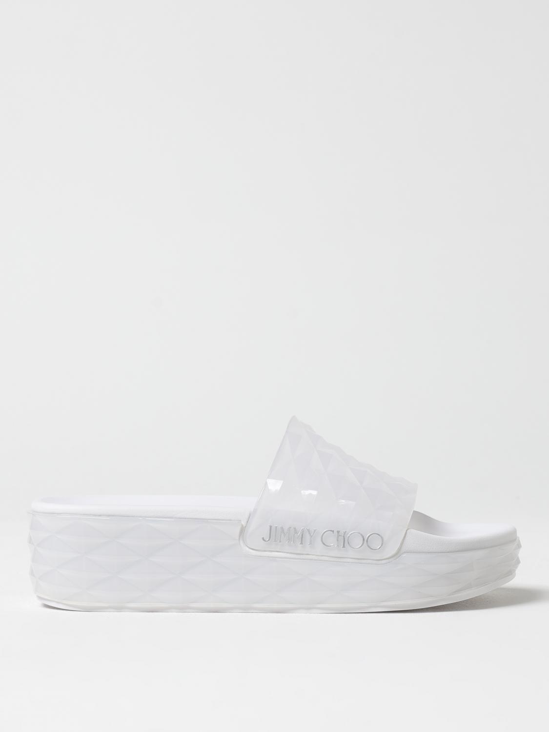 Jimmy Choo Transparent Diamond Slides In White