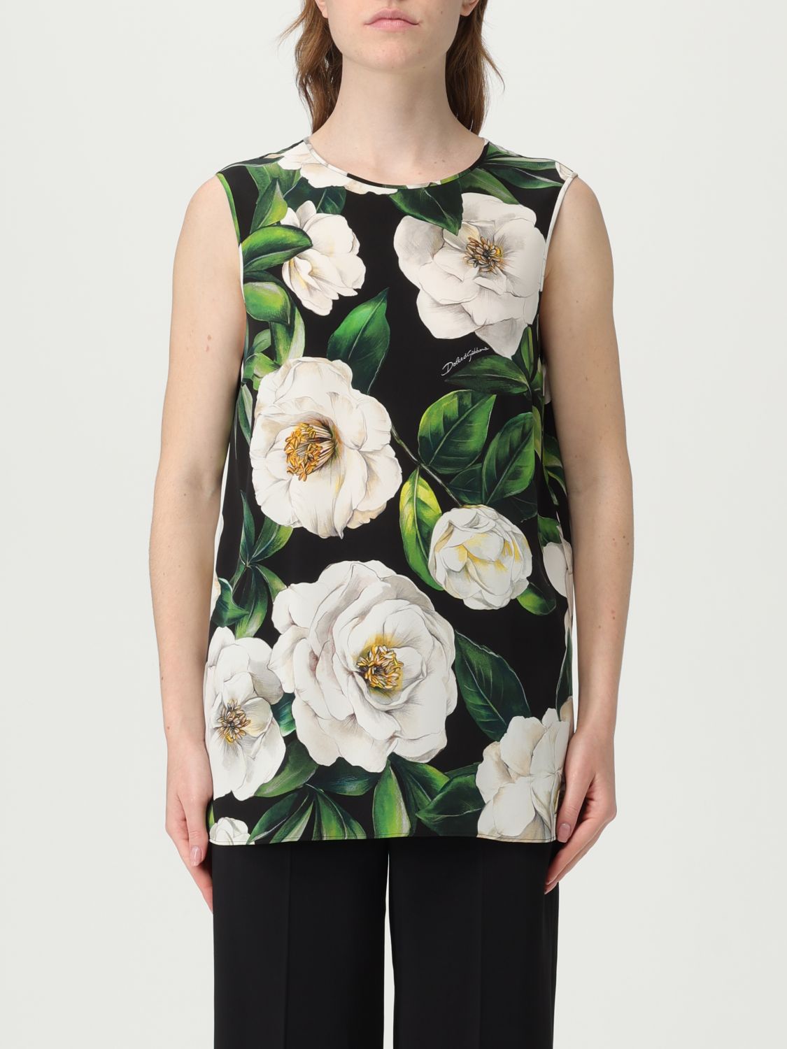 Dolce & Gabbana Black Floral Silk Top