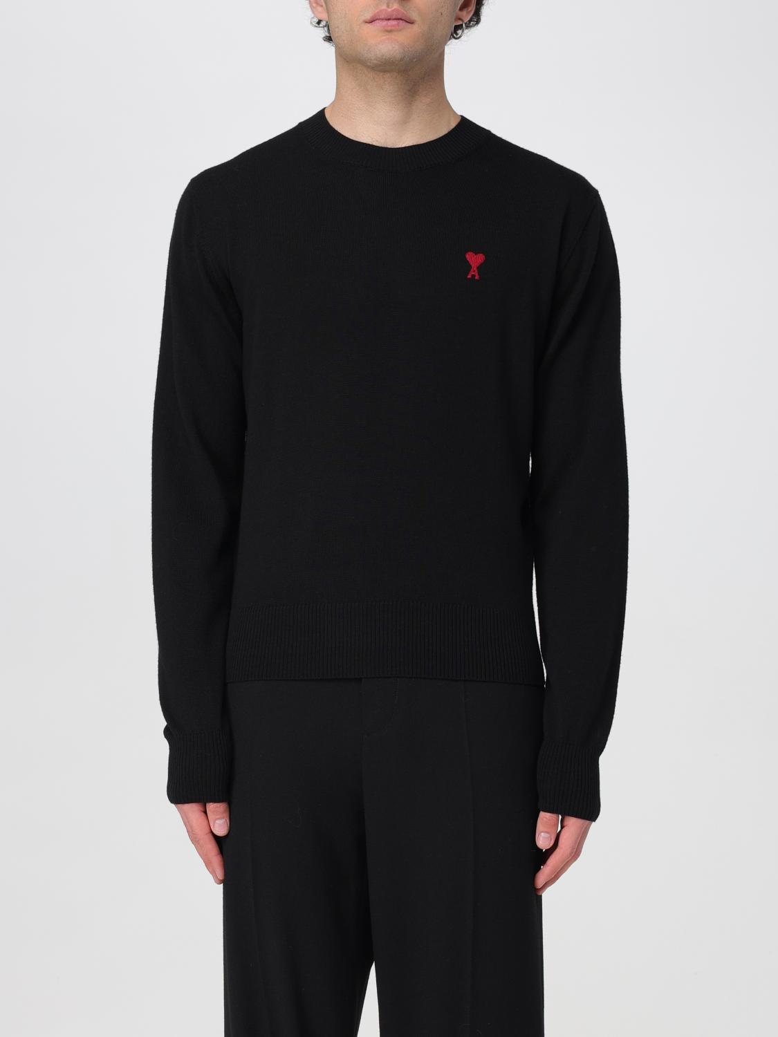 Ami Alexandre Mattiussi Ami Paris Ami De Coeur Wool Crewneck Sweater In Black