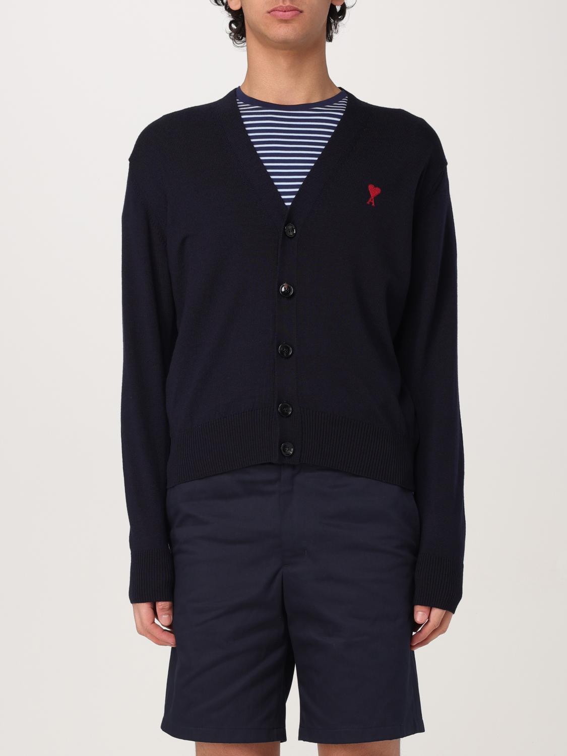 Ami Alexandre Mattiussi Ami Classic V-neck Cardigan With Button-down Front In Blue
