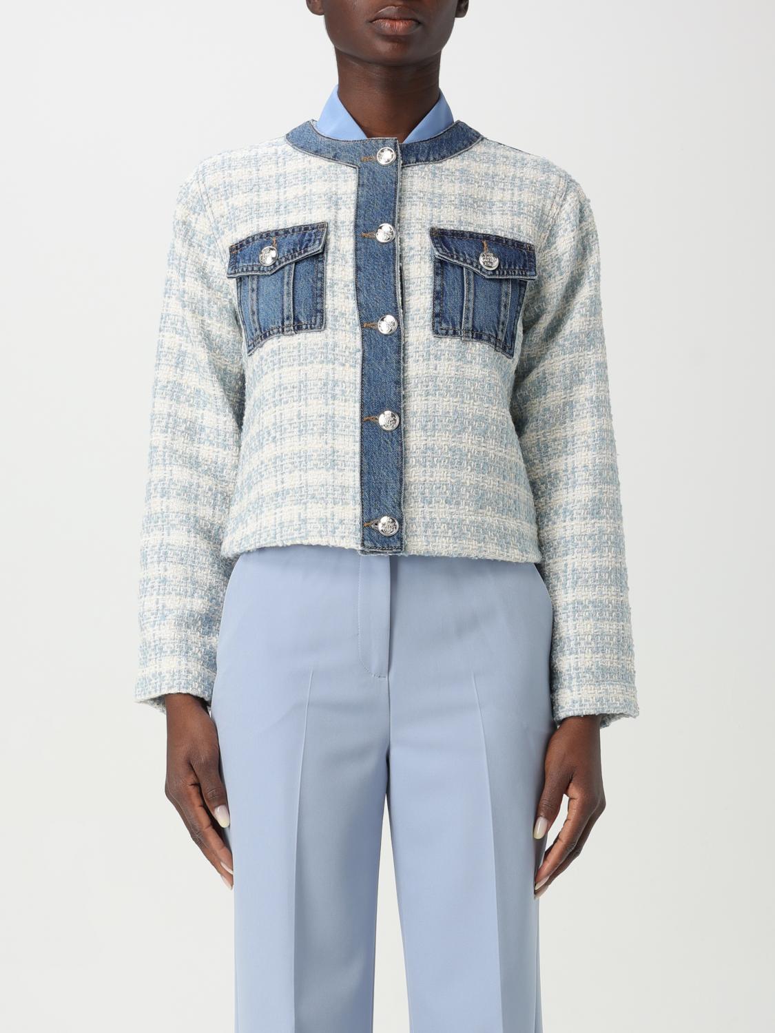 Liu •jo Liu Jo Blue Jacket With Tweed Design In White