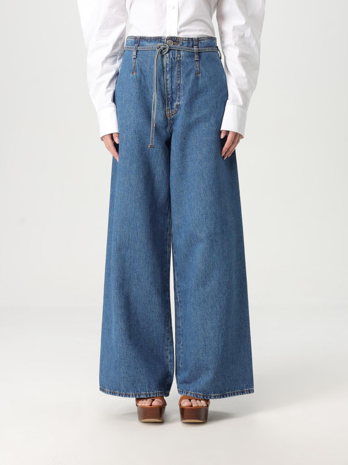 Etro Belted Wide-leg Crop Denim Trousers In Denim