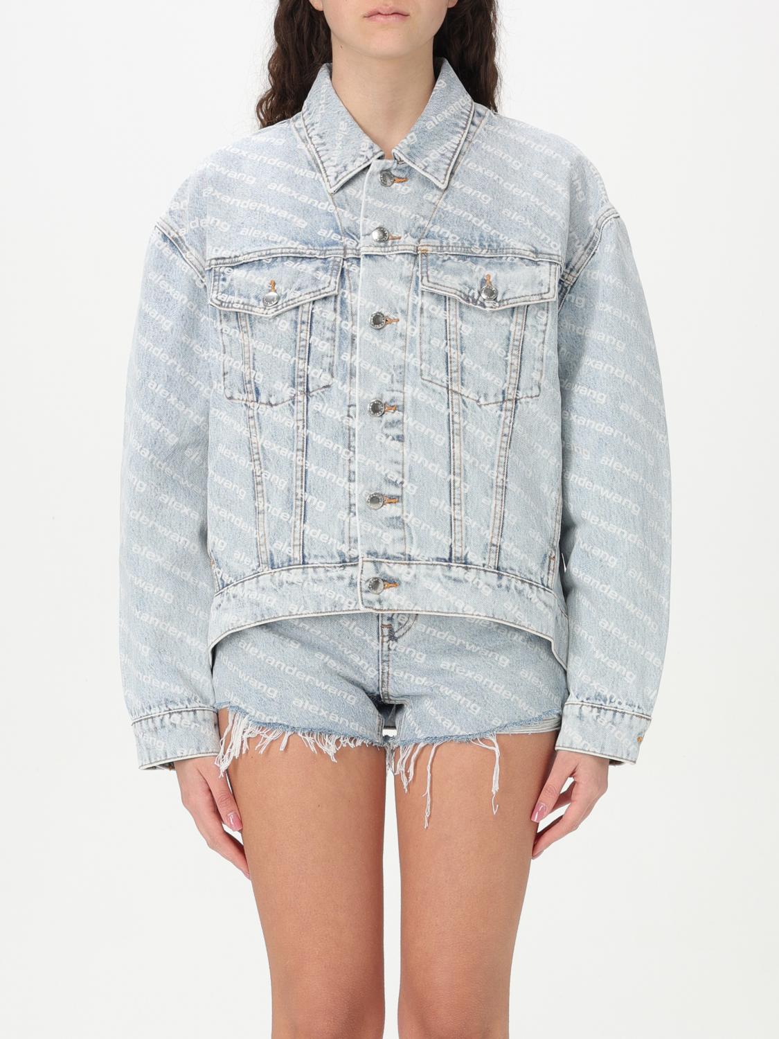 Alexander Wang Denim Jacket With Printed Logo In Blue
