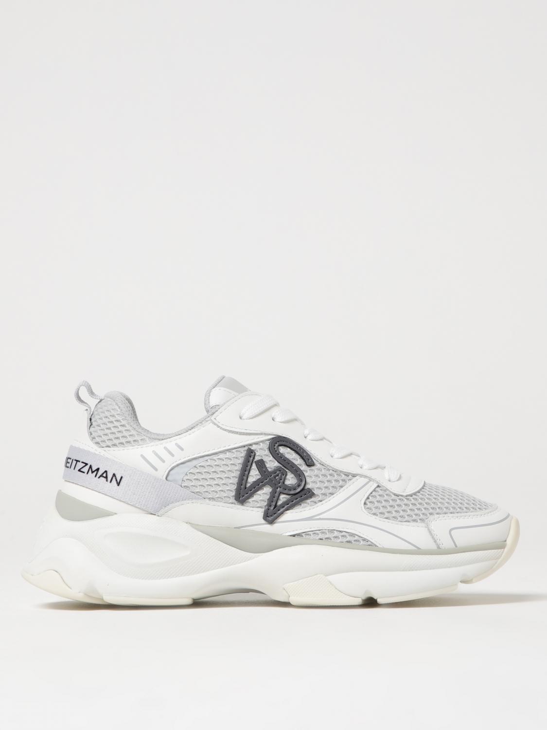 Stuart Weitzman Leather And Mesh Sneakers In White