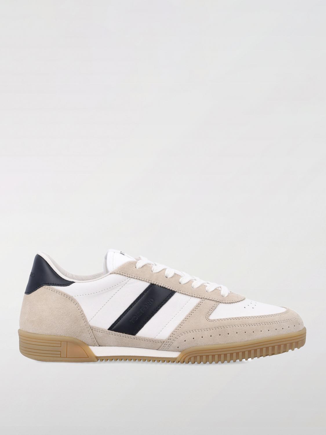 Tom Ford Terence Leather And Suede Sneakers In Beige