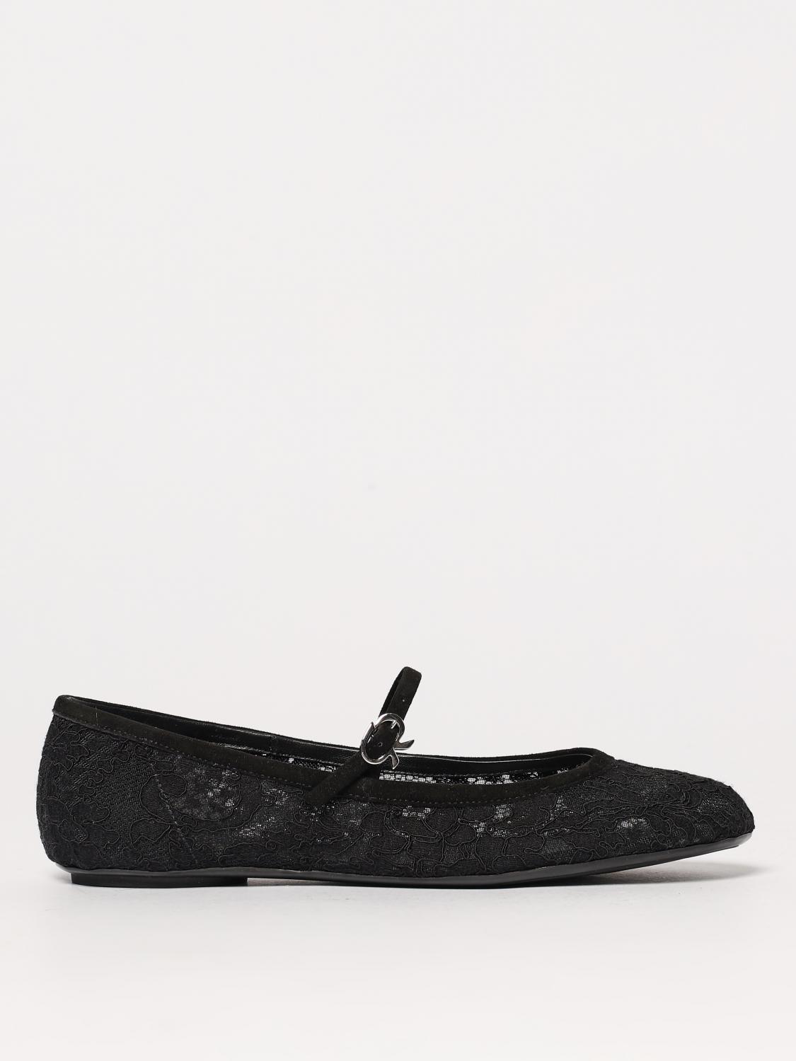 Gianvito Rossi Claudia Suede-trimmed Lace Mary Jane Flats In Black