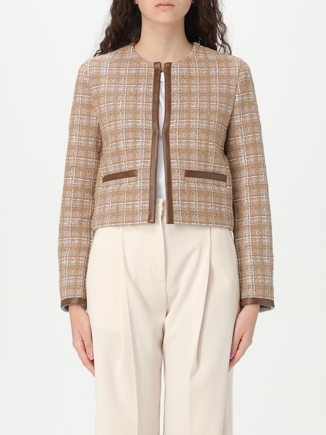 Pinko Checked Jacket In Beige