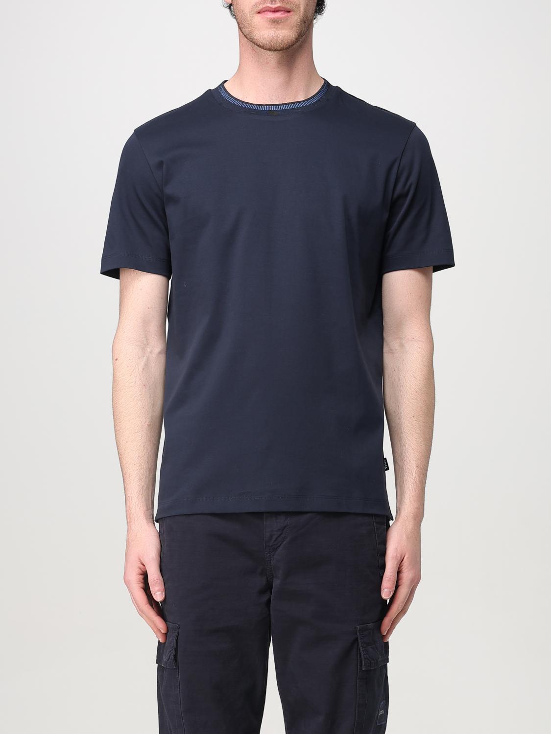 Hugo Boss Slim-fit Crewneck T-shirt In Blue