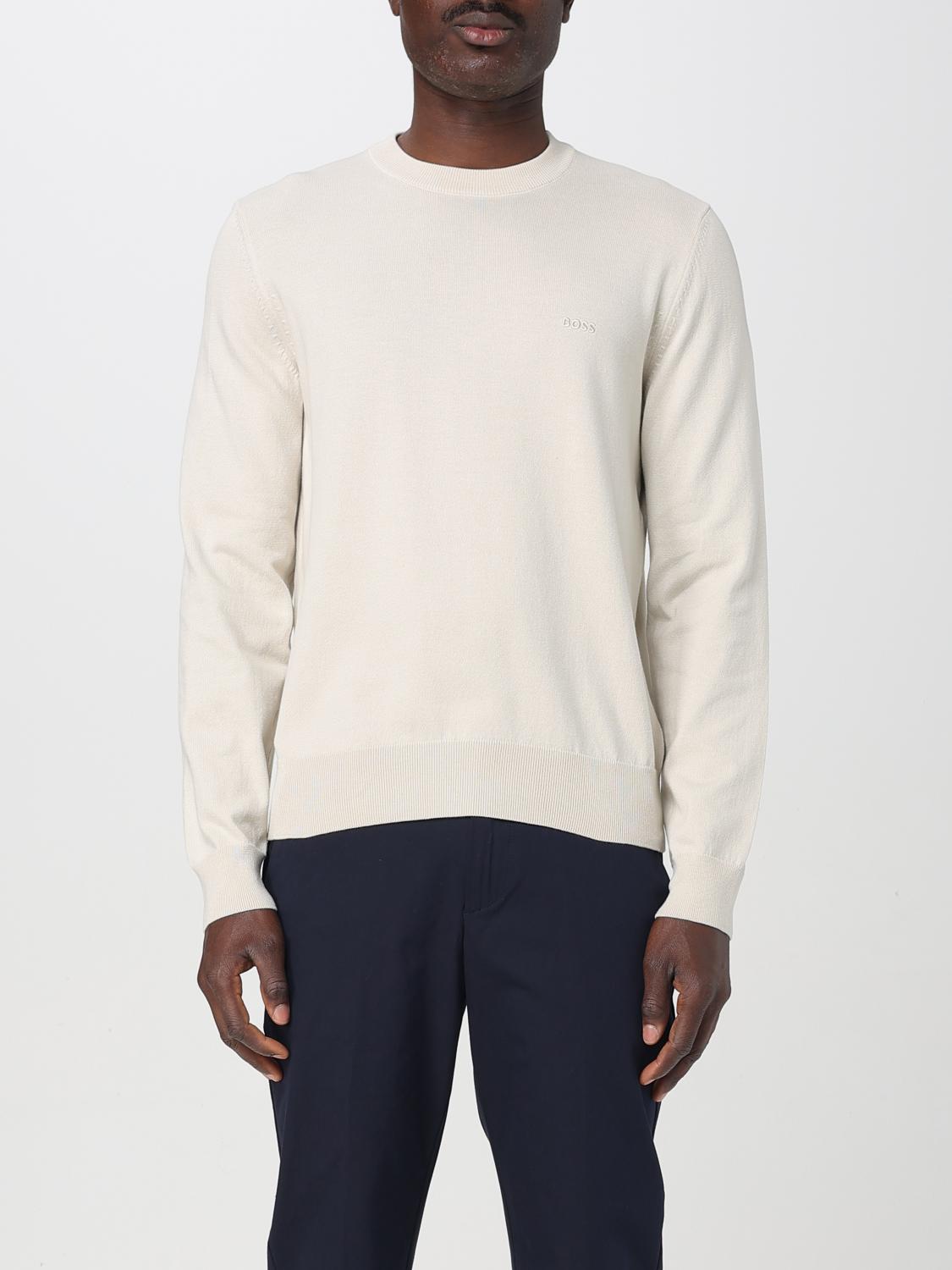 Hugo Boss Pacas Knitwear With Classic Crew Neck In White