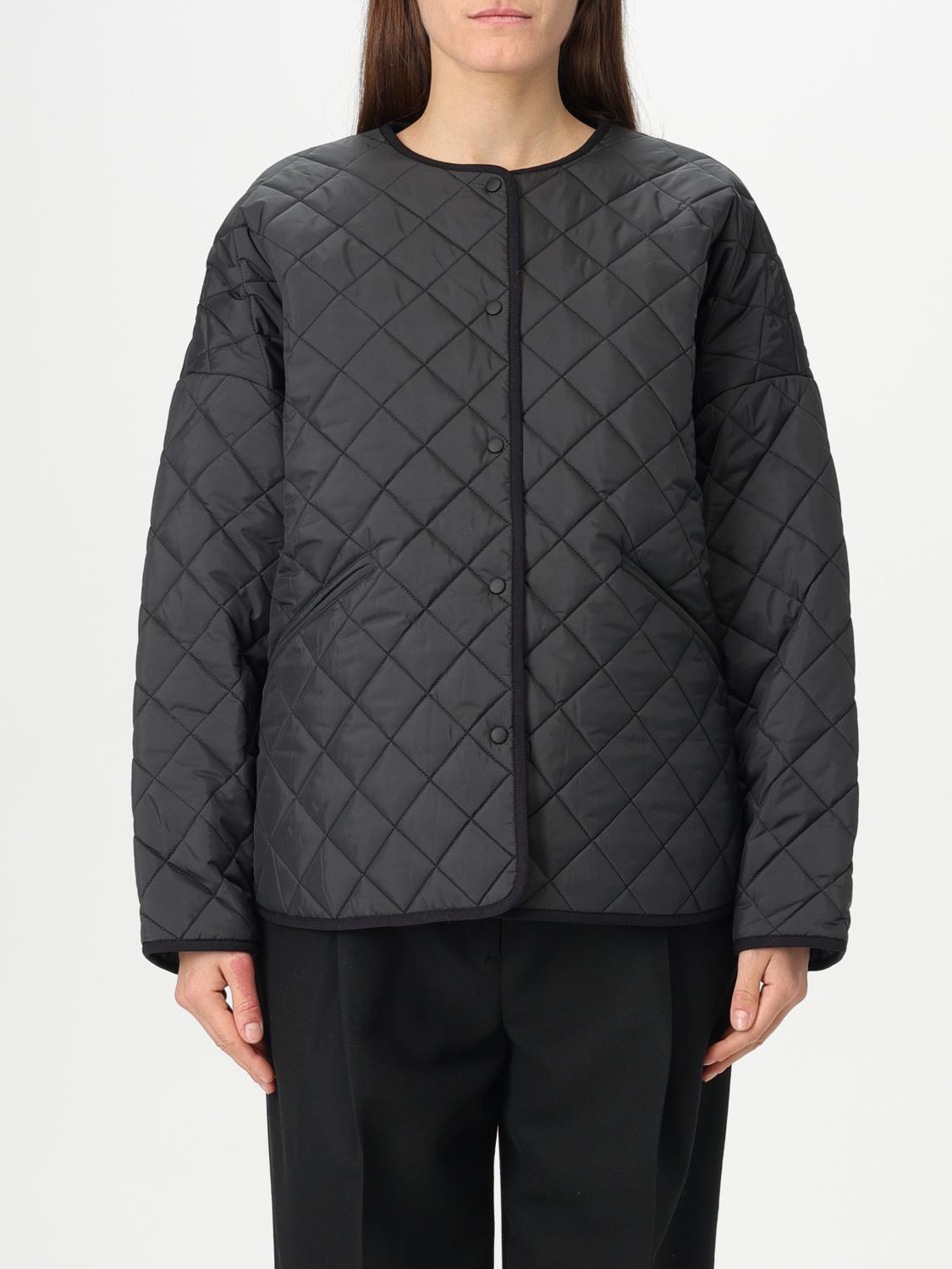 Totême Round-collar Long-sleeve Casual Jacket In Black