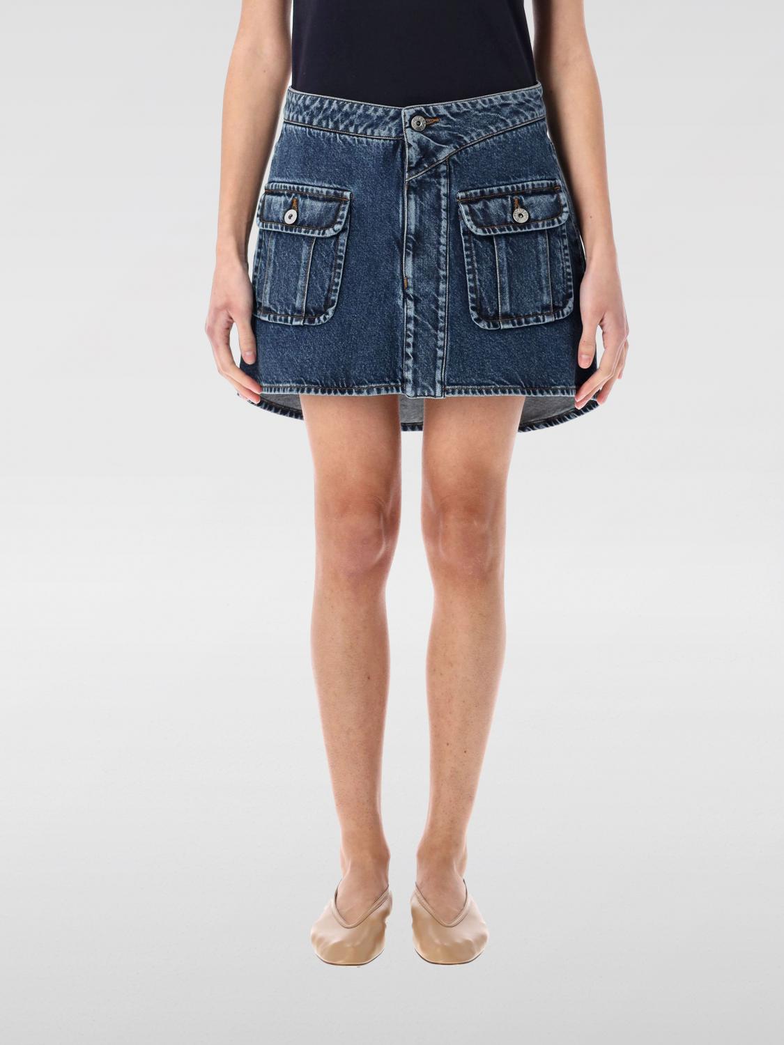 Jw Anderson Blue Curved Patch Pocket Denim Miniskirt In Denim