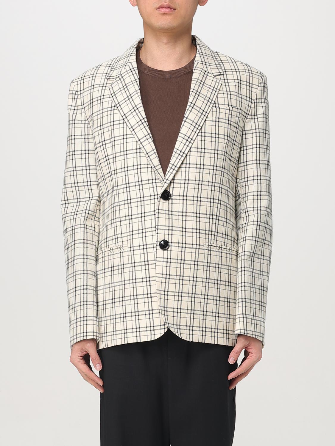 Ami Alexandre Mattiussi Ami Paris Single Breasted Cream Check Jacket In Weiss