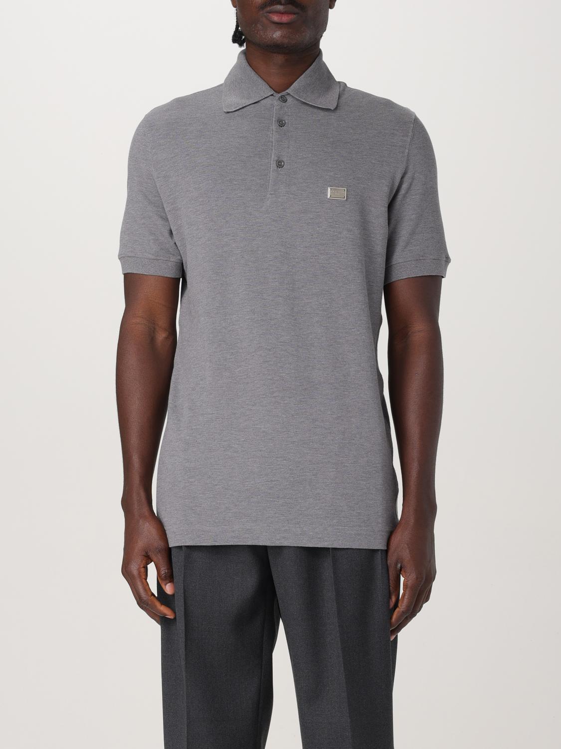 Dolce & Gabbana Gray Branded Tag Cotton Polo In Grey