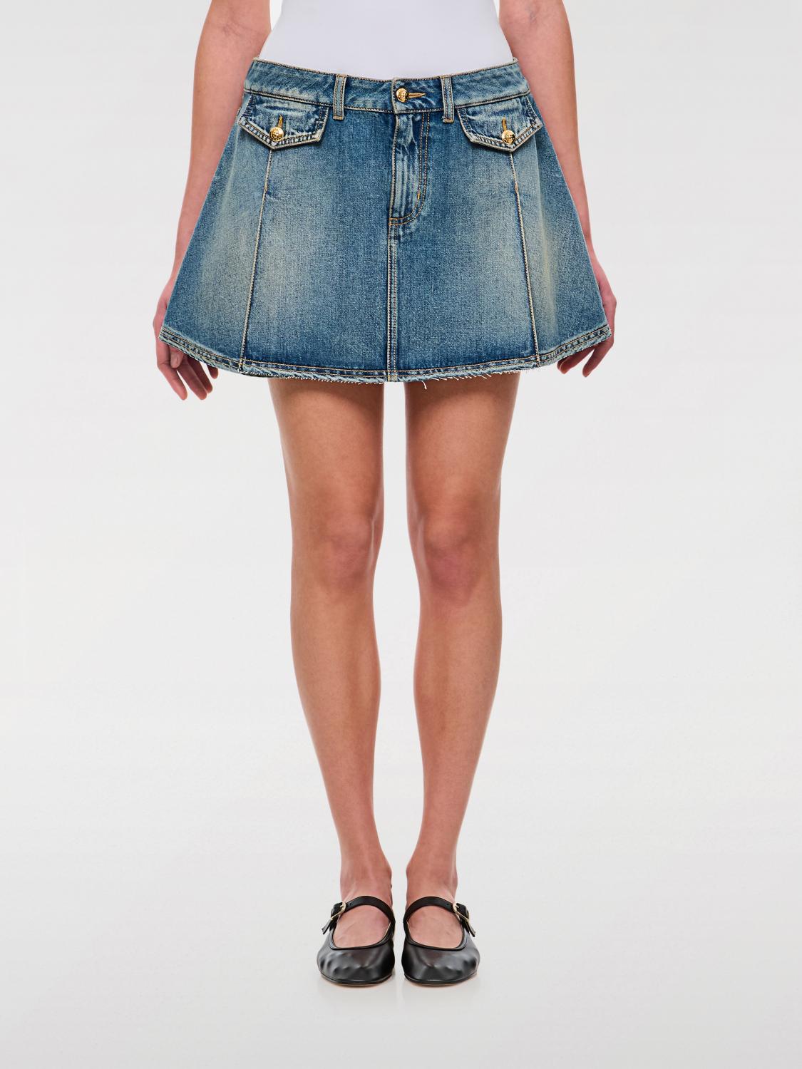 Alexander Mcqueen Mcqueen Denim Mini Skirt In Blue