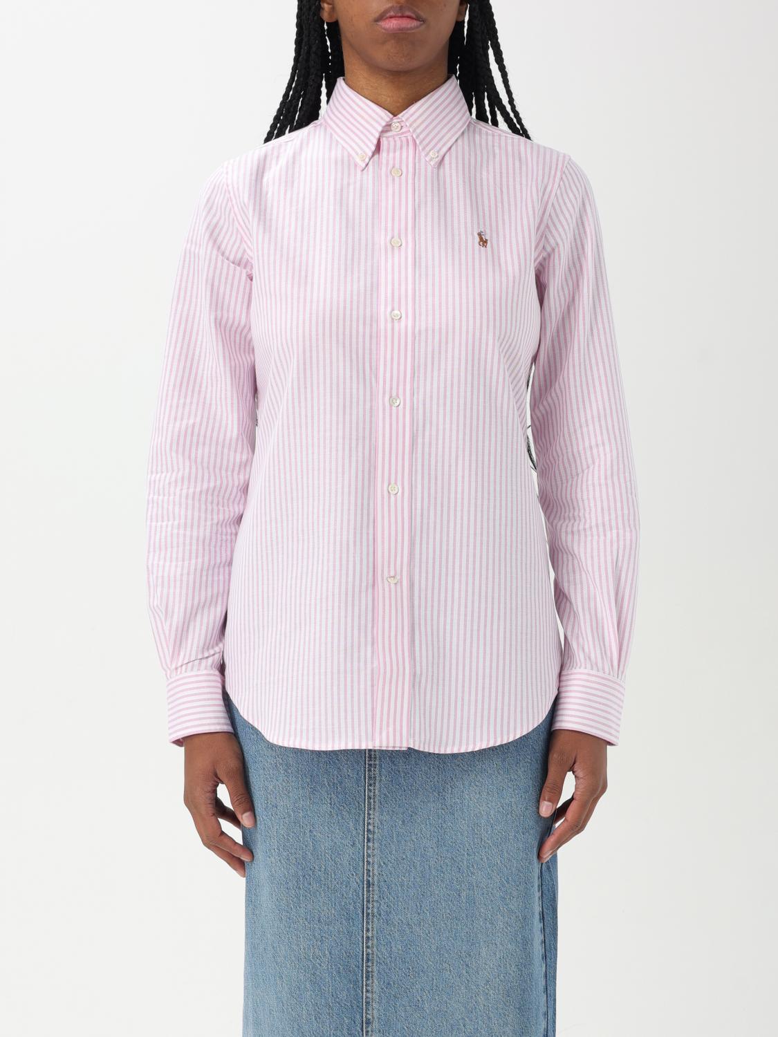 Polo Ralph Lauren Striped Cotton Shirt In Pink