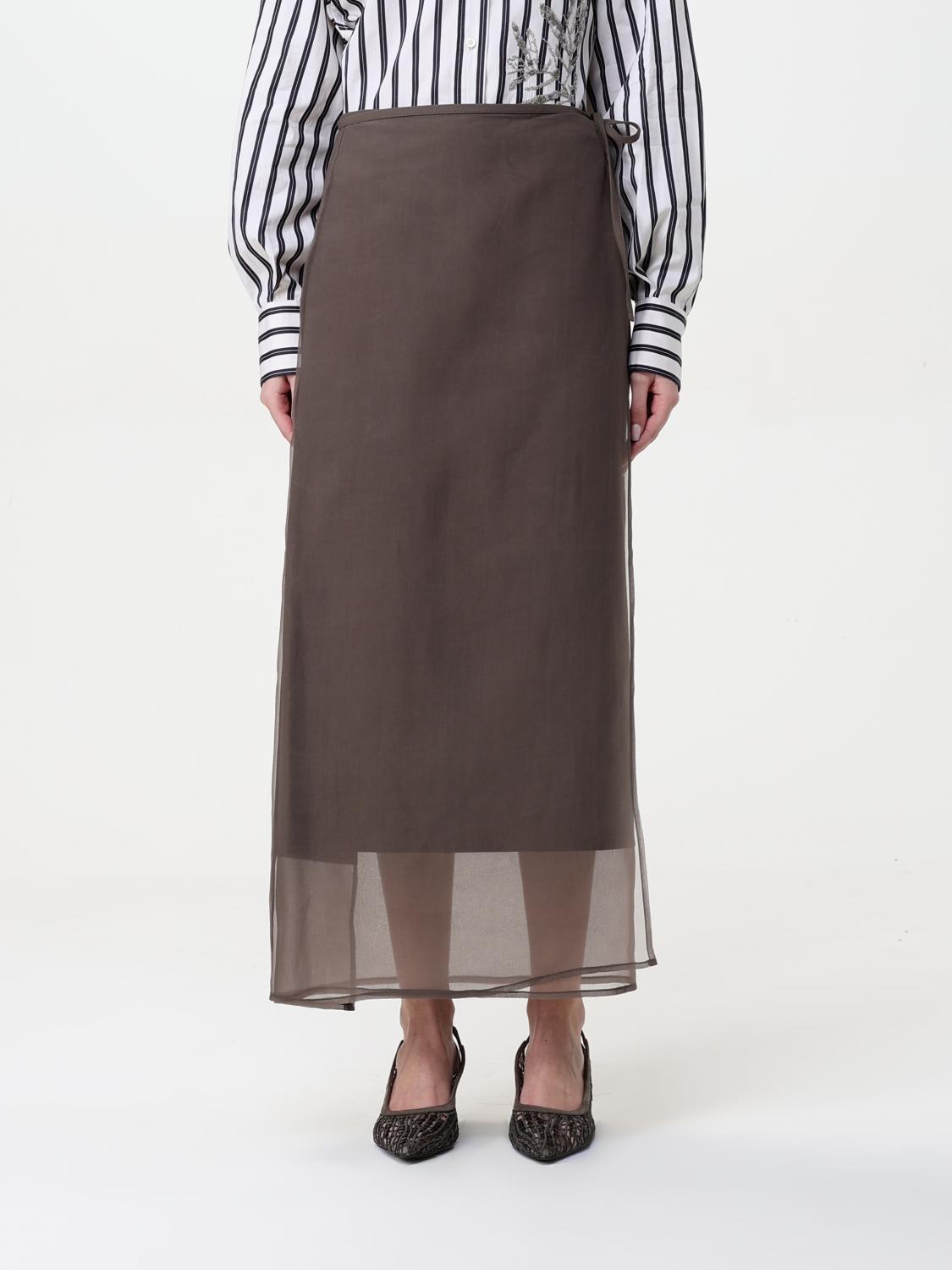 Shop Brunello Cucinelli Skirt Woman Color Brown