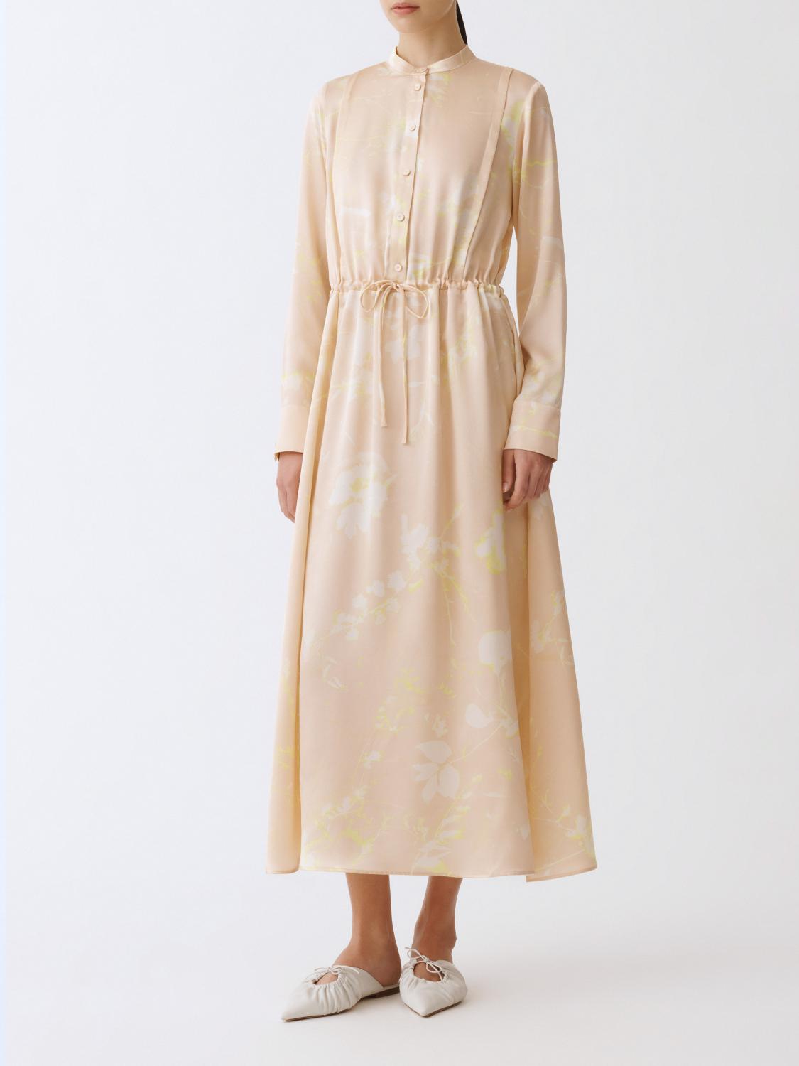 Fabiana Filippi Tilia Print Shirt Dress With Gathering At Waist In Blush Pink