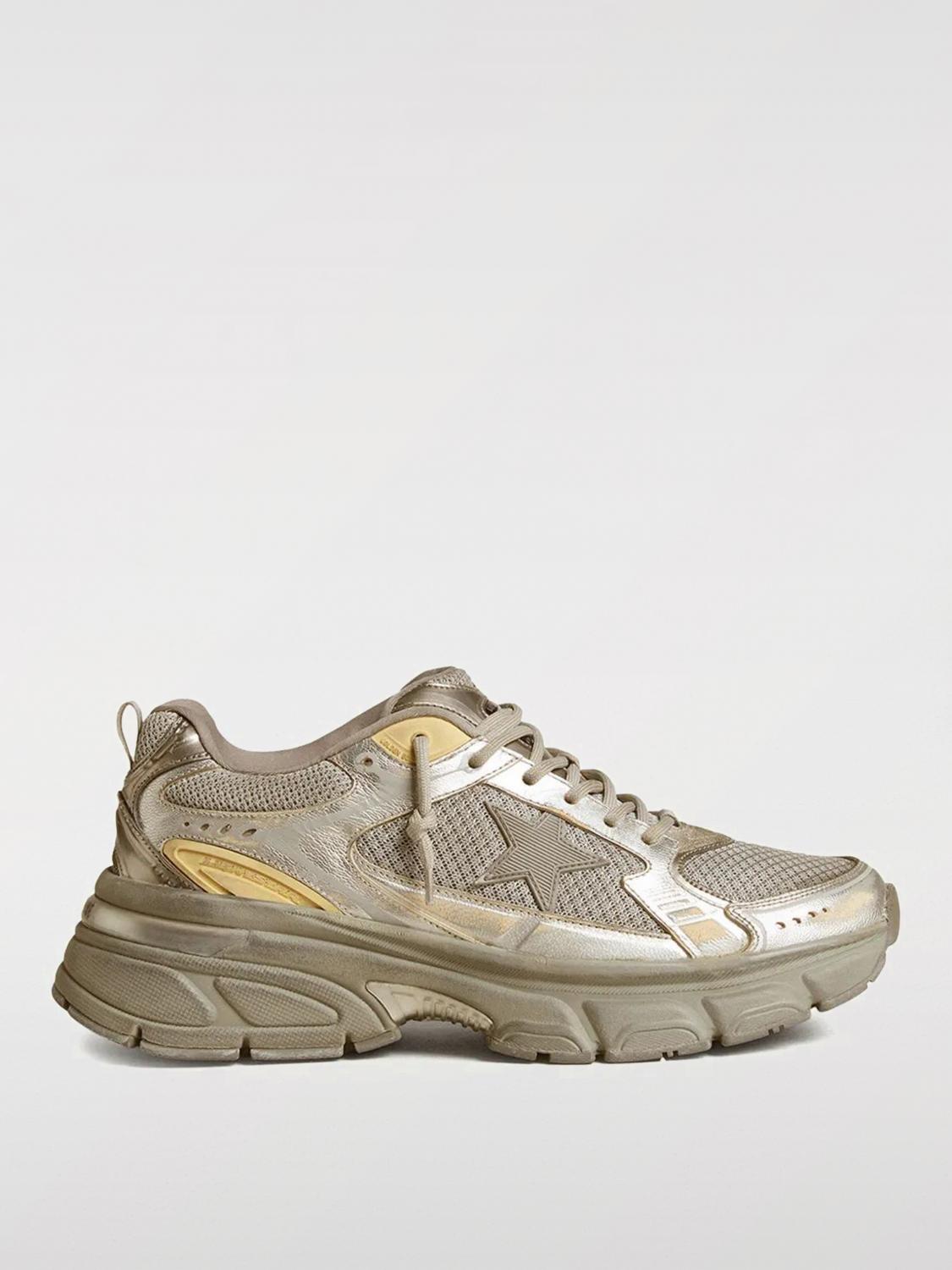 Golden Goose Lightstar Laminated Leather Suede And Net Upper Tpu Star Net Heel And Spur In Gold
