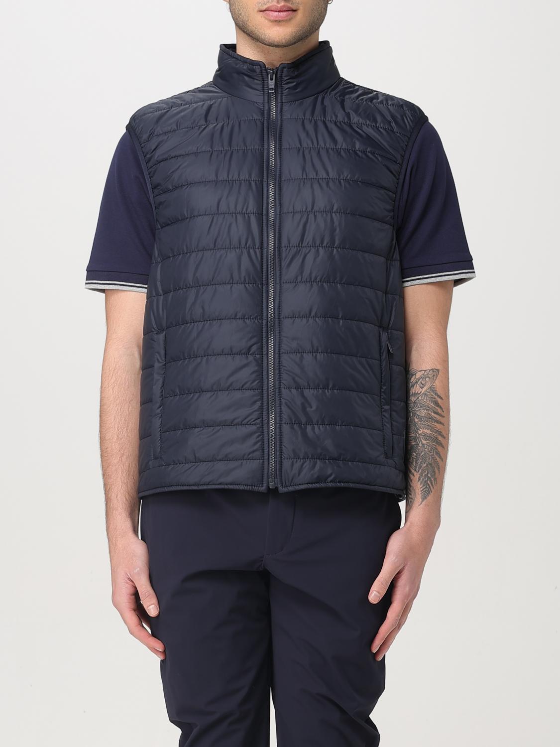 Fay Padded Zip Vest Jacket In Blue