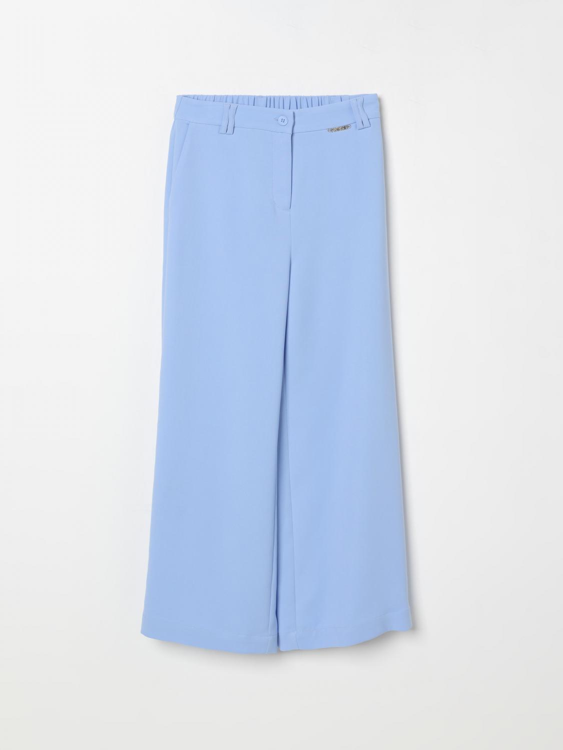 Twinset Crepe Palazzo Trousers In Gnawed Blue