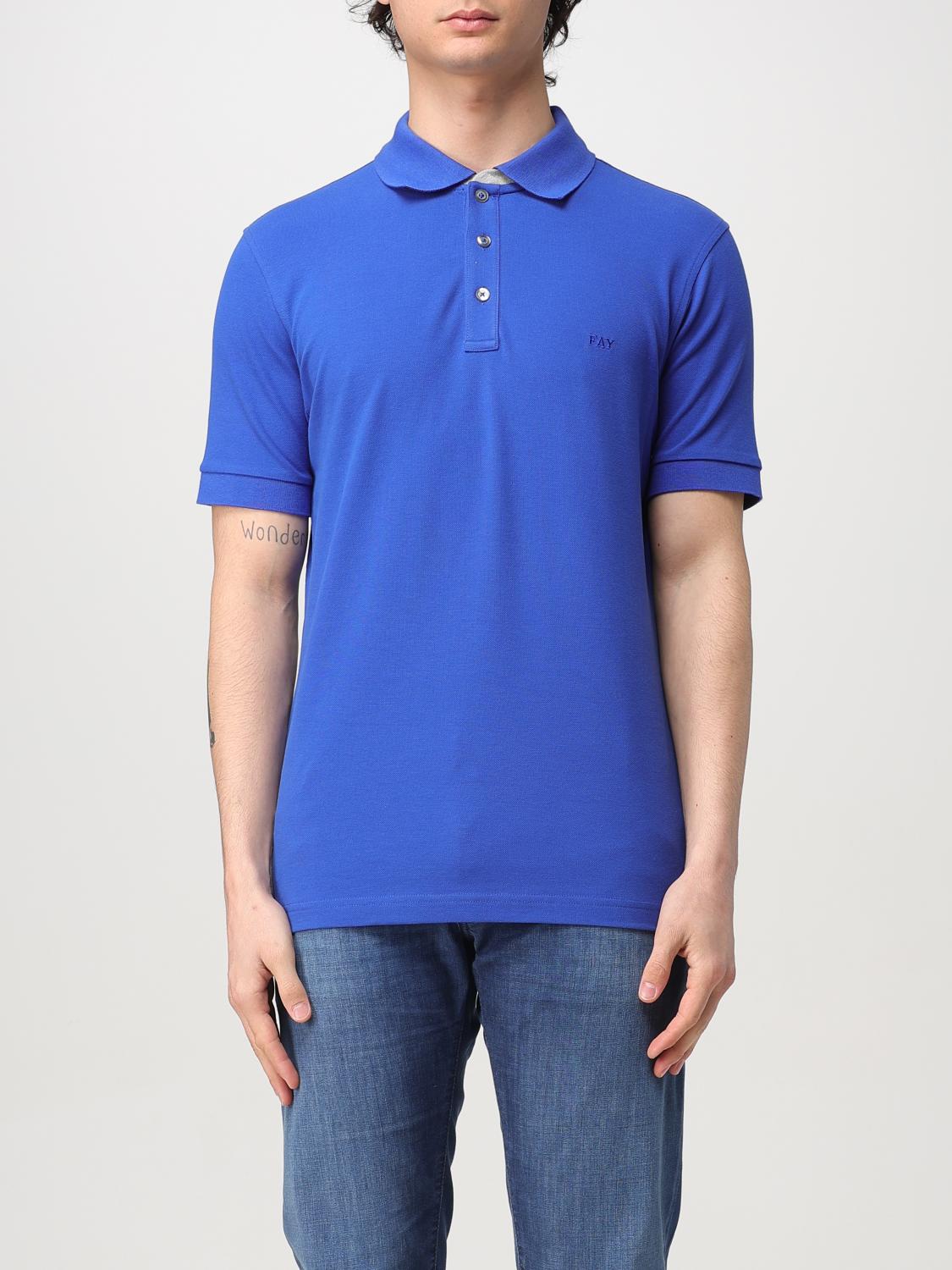 Fay Stripes Db Collar Polo In Blue 2