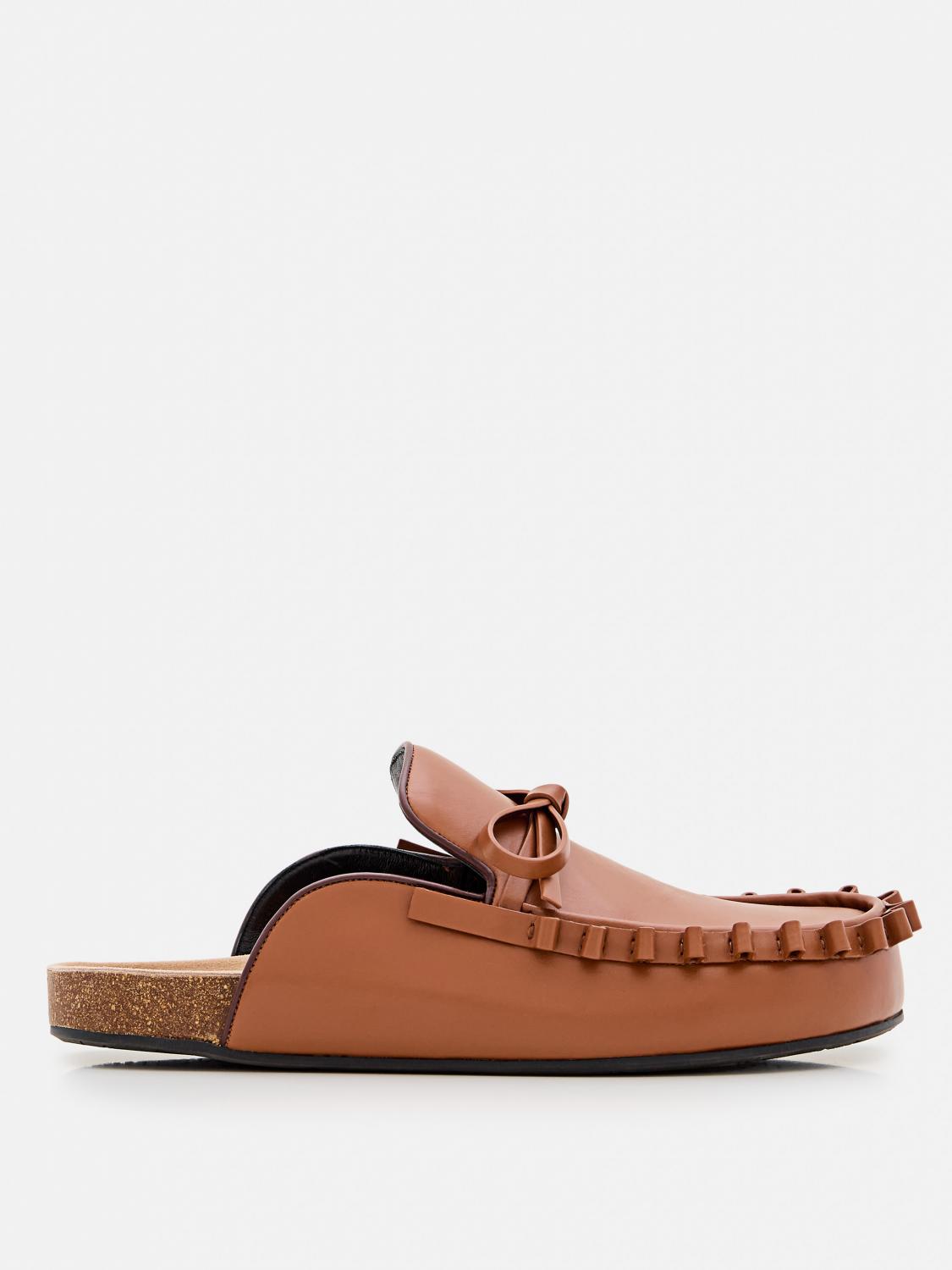 Jw Anderson Ruffled Leather Mules In Brown