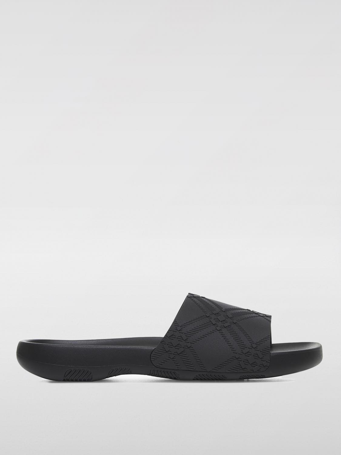 Burberry Embossed Check Dive Slides In Black