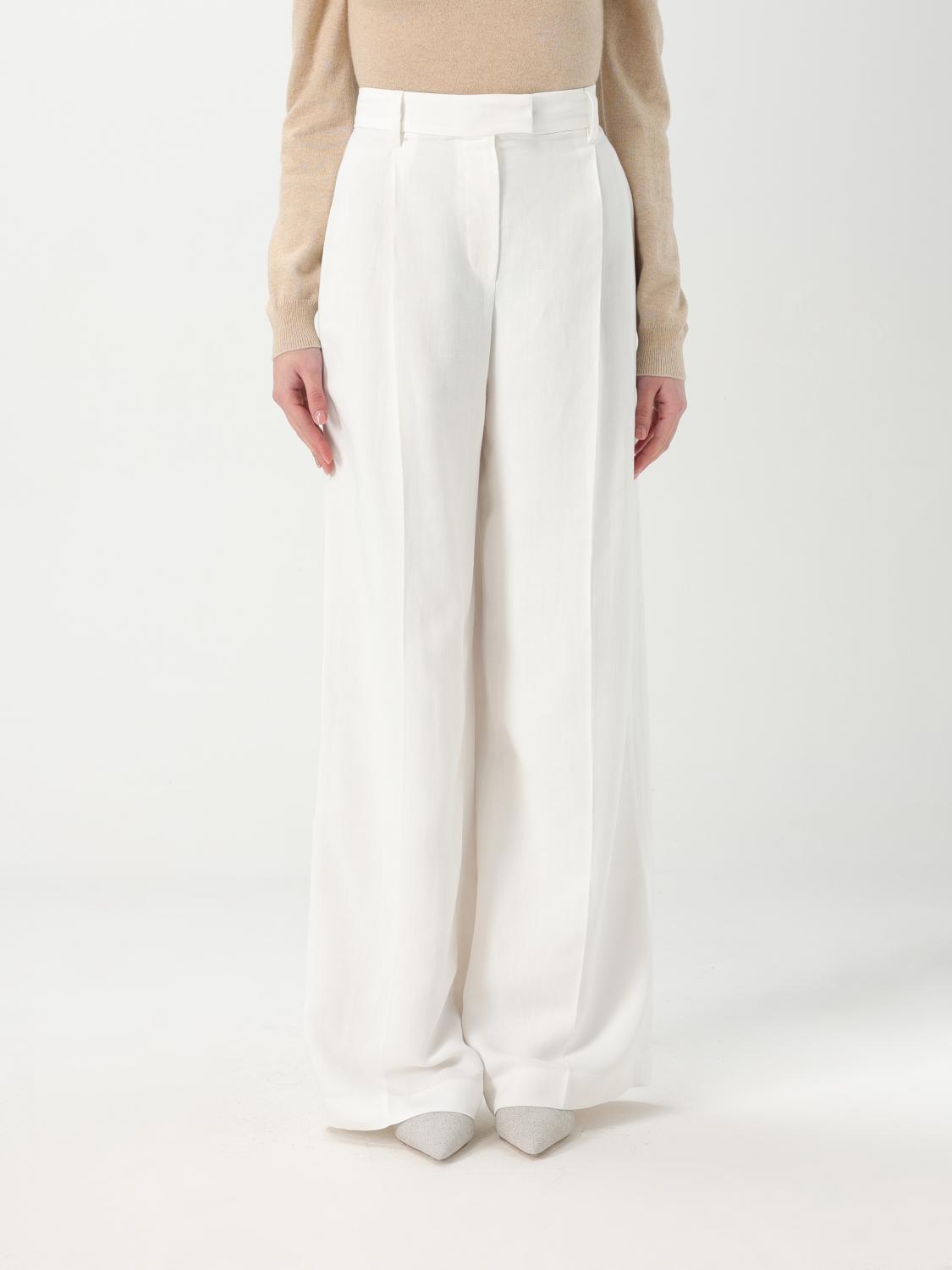 Brunello Cucinelli Pant Pleated Design Acetate Blend In Natural