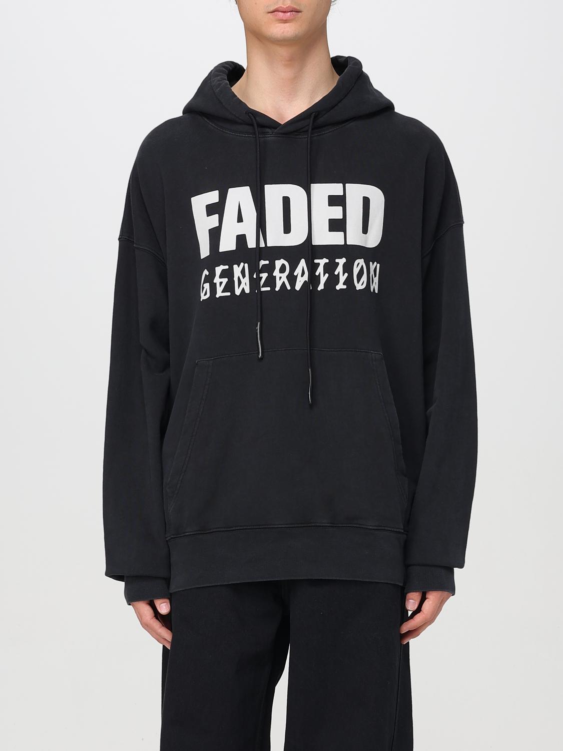 44 Label Group Faded Gen Cotton Hoodie With Drawstring Hood