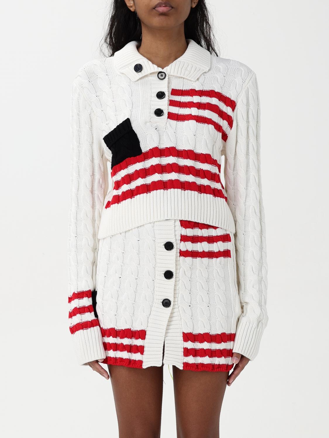 Msgm Crew Neck Cotton Sweater With Button Detailing In White