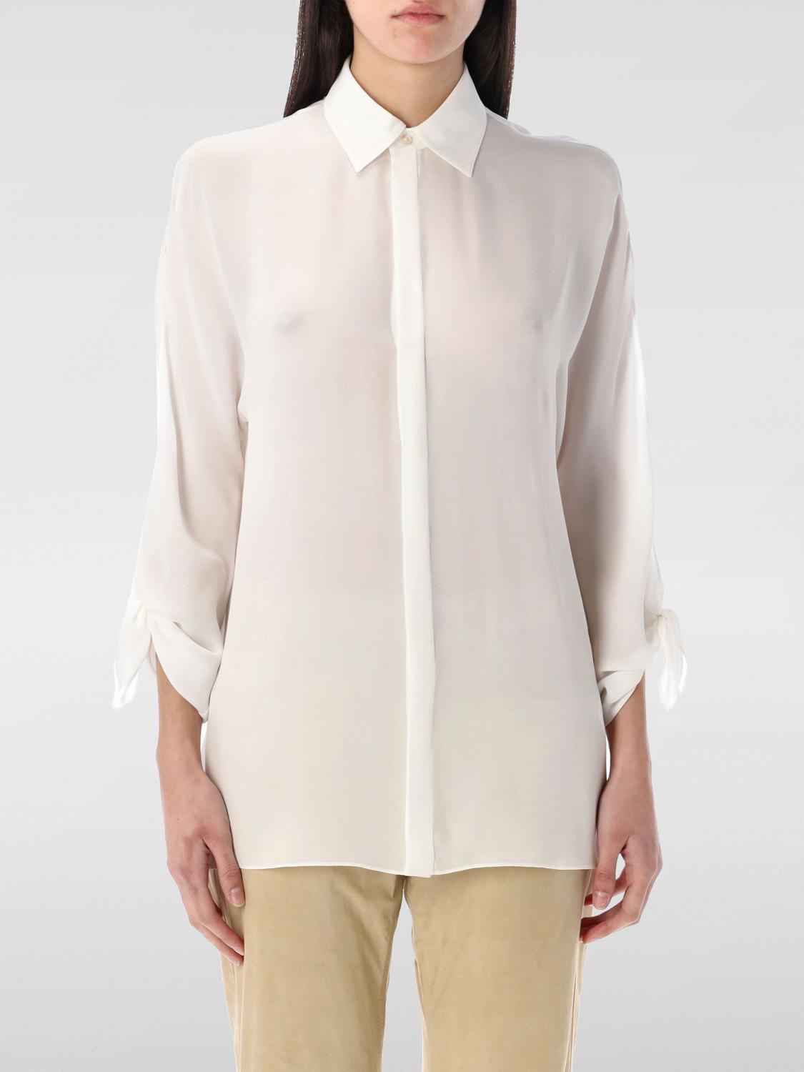 Polo Ralph Lauren Lightweight Semi-sheer Georgette Silk Blouse In Weiss