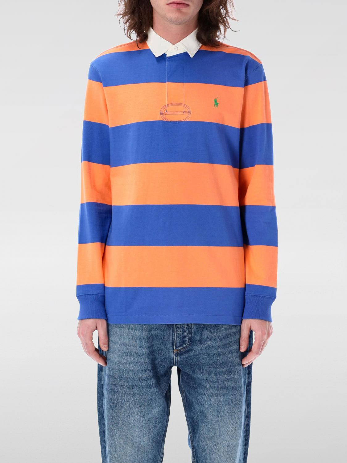 Polo Ralph Lauren Cotton Striped Rugby Shirt In Orange