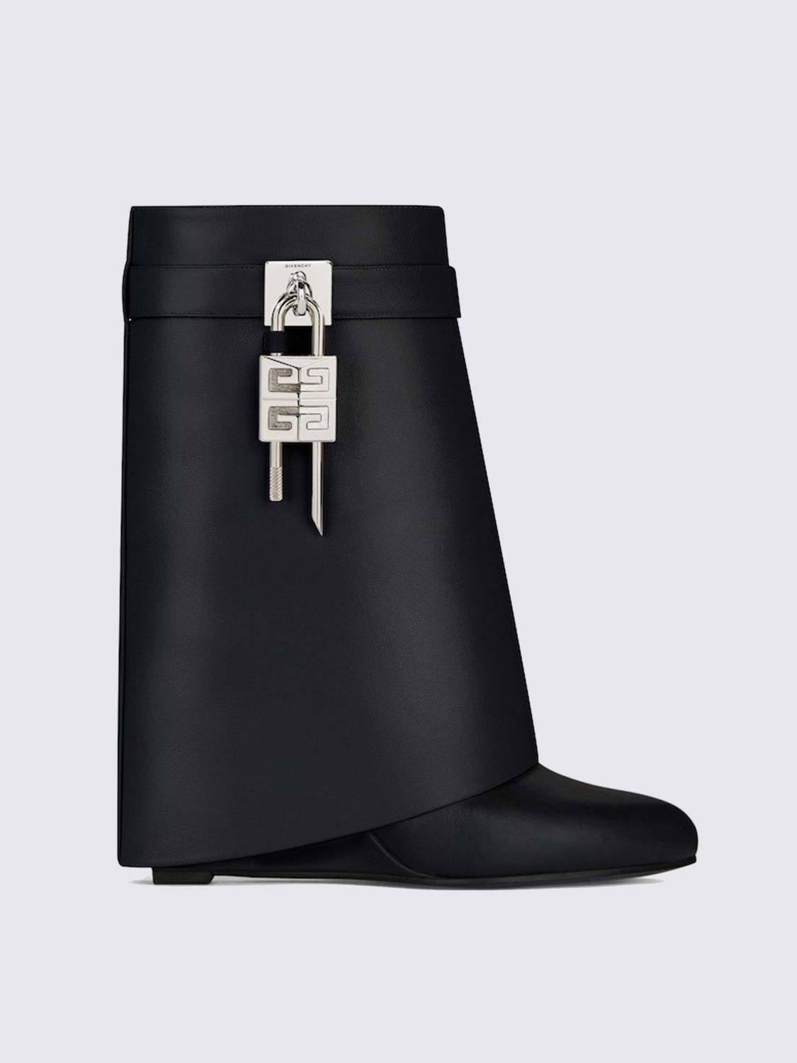 Givenchy Draped Design Black Boots With Pointed Toe And Signature Buckle