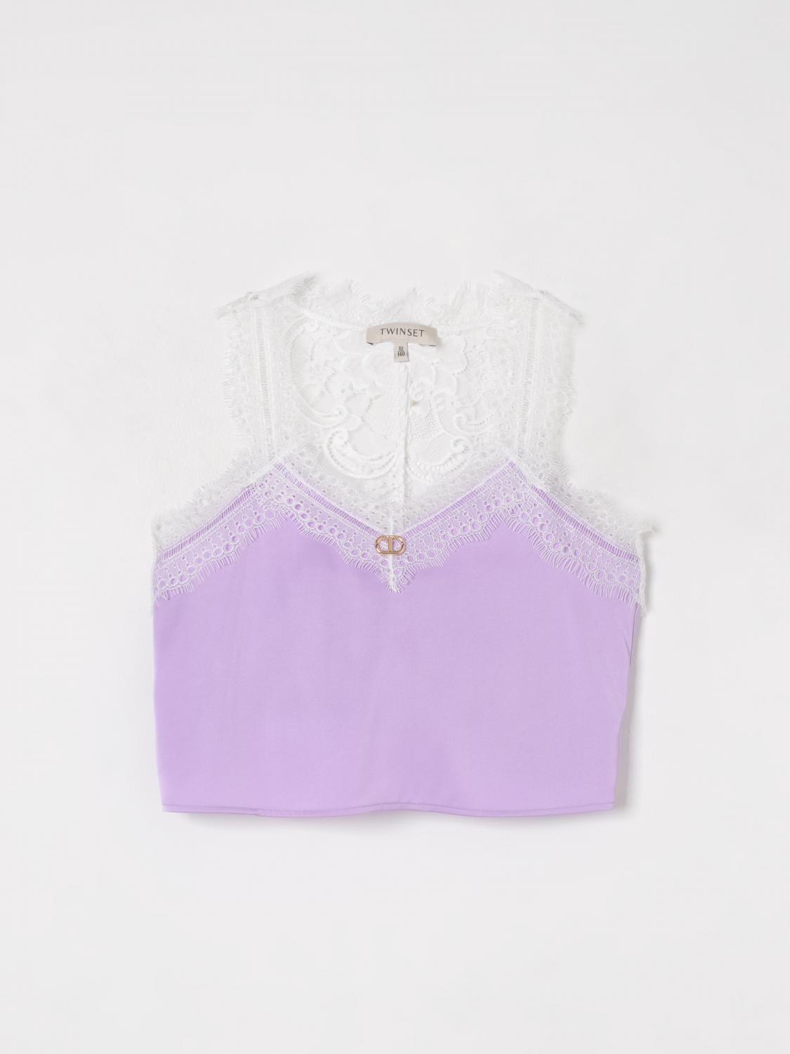 Twinset Lace-trim Tank Top In Violet