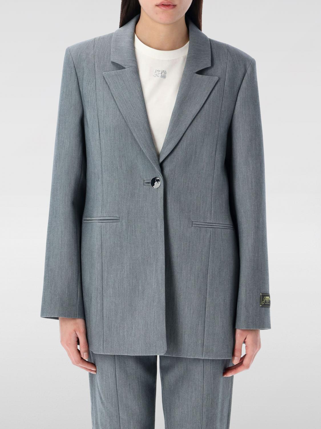 Ganni Future Melange Twill Suiting Blazer In Schwarz