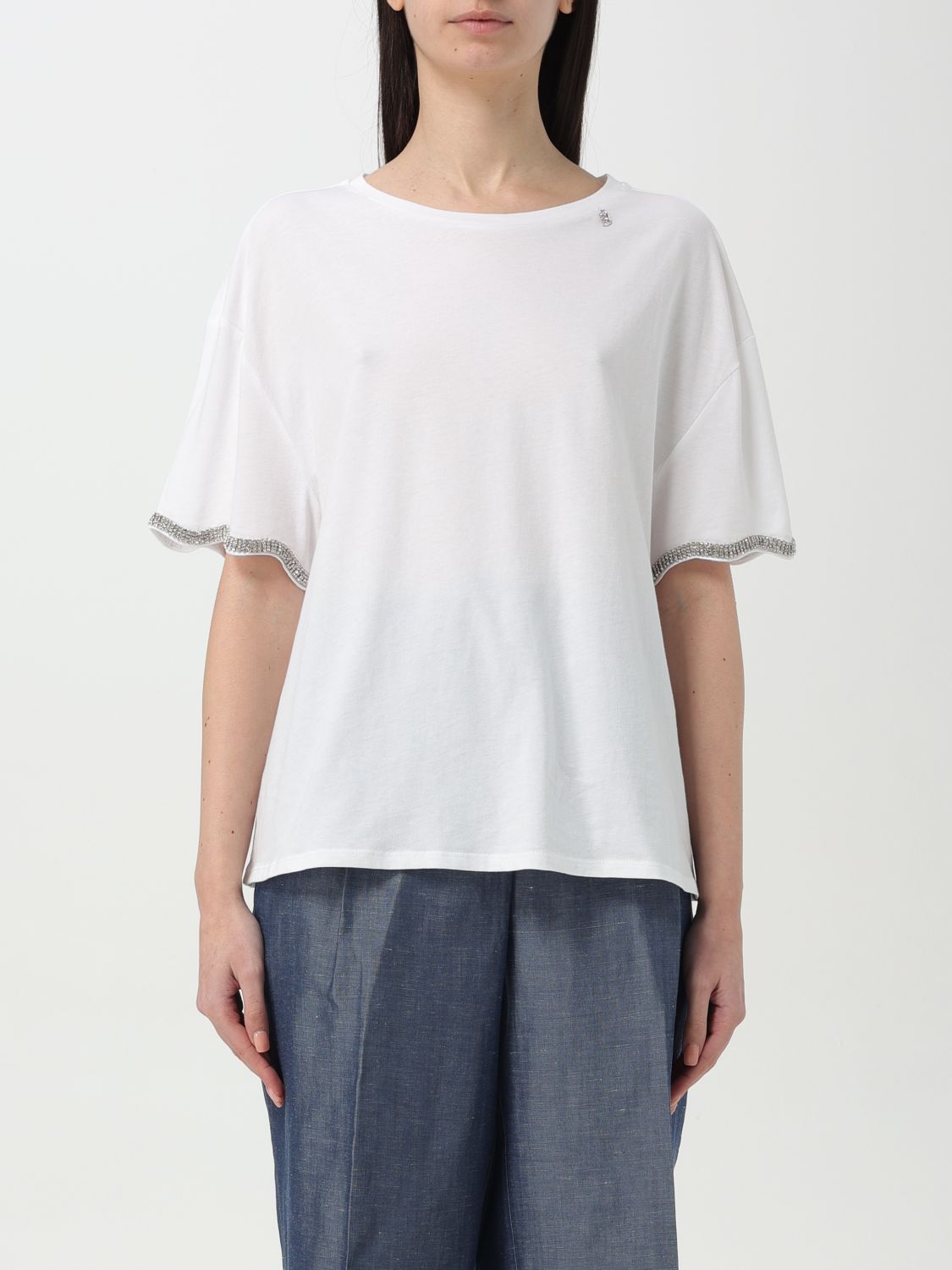 Liu •jo Crystal-embellishment T-shirt In Weiss