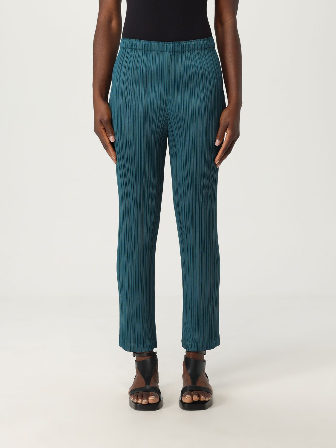 Shop Issey Miyake Pants Pleats Please Woman Color Petroleum Blue