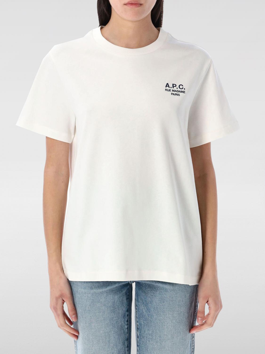 Apc Logo Embroidered Organic Cotton T-shirt In Weiss
