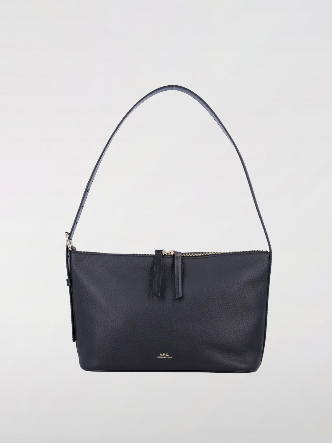 Apc A.p.c. Calfskin Shoulder Bag With Top Handle In Black