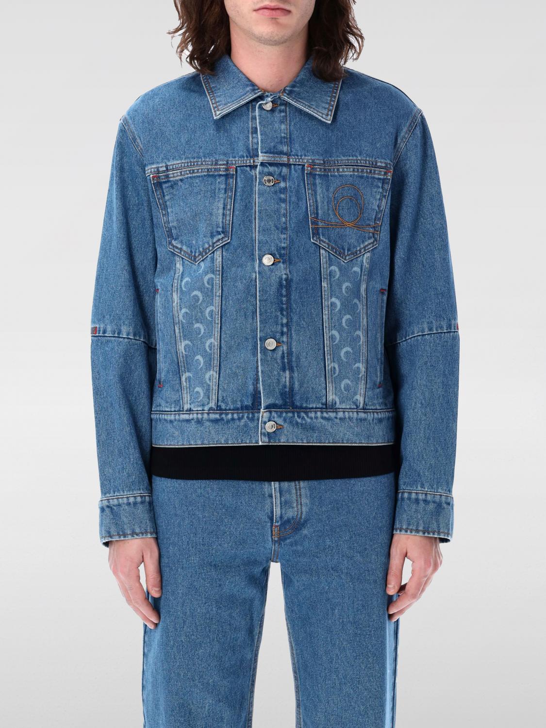 Marine Serre Structured Denim Jacket Featuring Chest Pockets In Blue