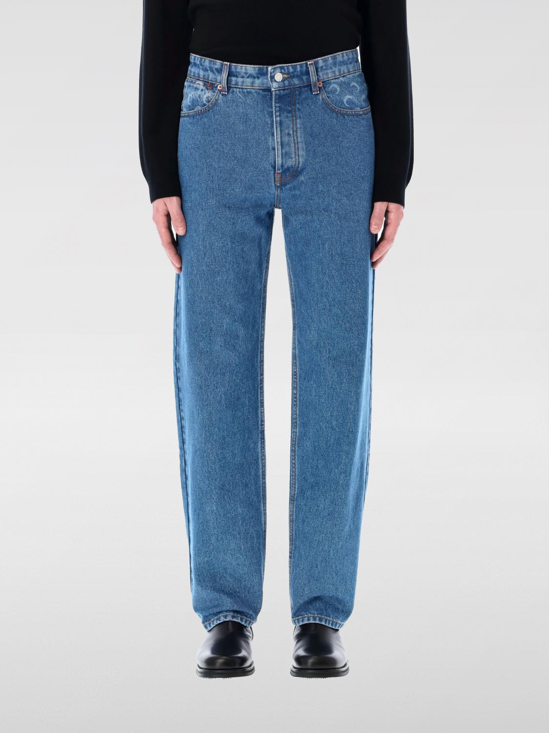 Marine Serre Moon Laser Denim Loose Jeans In Blue