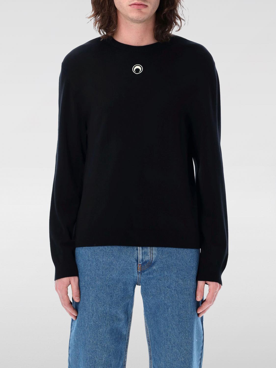 Marine Serre 'lune Logo' Crew Neck Sweater In Schwarz