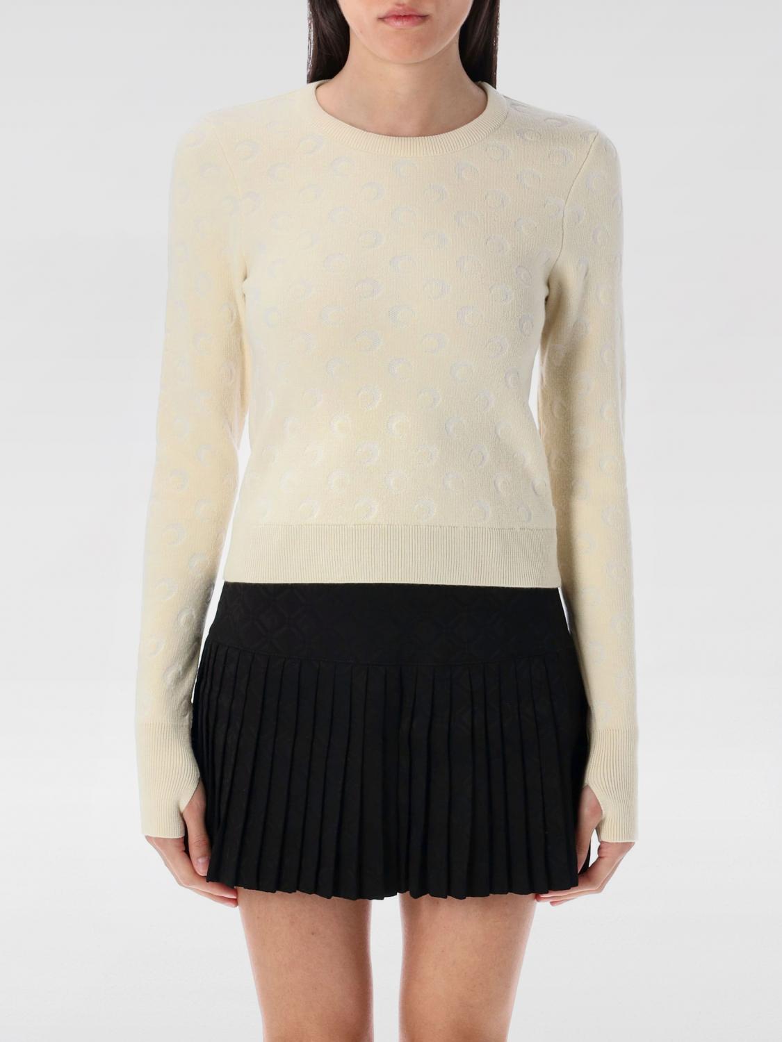 Marine Serre Moon Jacquard Knit Fitted Sweater In Beige